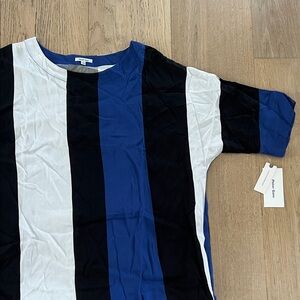 Peter Som Blue and Black Striped Midi Dress